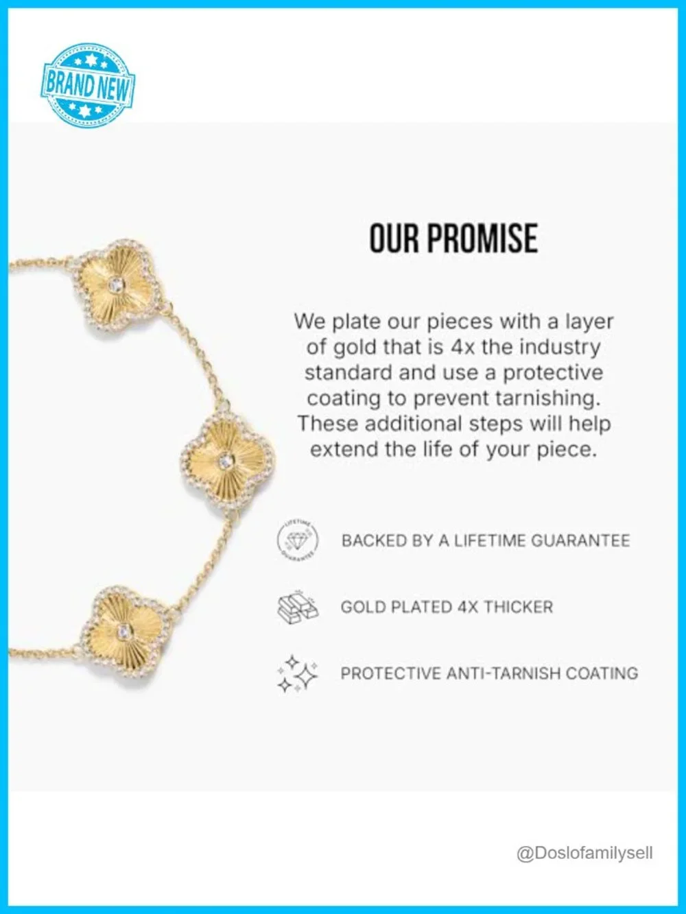 14k Gold Plated Clover Charm Chain Bracelet, Adjustable 6